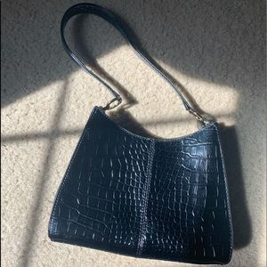 Liz Claiborne Black Faux-Croc Shoulder Handbag